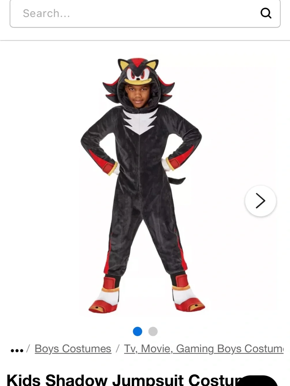 Black & Red Kids Shadow Jumpsuit Costume - Licensed Character